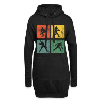 Baseball Softball Sport Retro - Hoodie-Kleid - Schwarz - Vorne