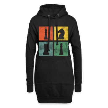 Schach Schachfigur Schachfiguren Schachspieler - Hoodie-Kleid - Schwarz - Vorne