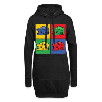 Käse Pop-Art Popart Käsestück Käseecke - Hoodie-Kleid - Schwarz - Vorne
