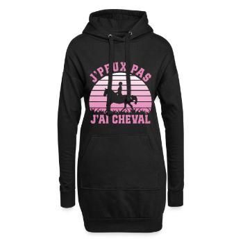 Je Peux pas j'ai cheval cadeau d'équitation  - Sweat-shirt à capuche long Femme - noir - Devant