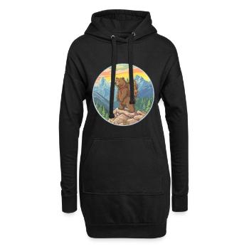 Cute Bear Hiking Camping Mountain Adventure - Hoodie-Kleid - Schwarz - Vorne