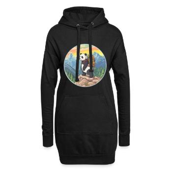 Randonnée de panda mignonne Camping Aventure en montagne - Sweat-shirt à capuche long Femme - noir - Devant
