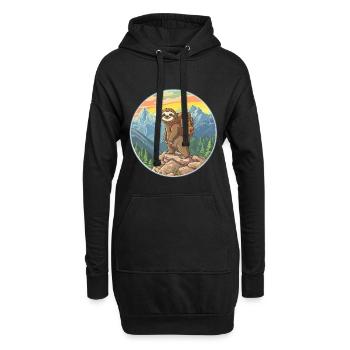 Süßes Faultier-Wandern Camping Bergabenteuer - Hoodie-Kleid - Schwarz - Vorne