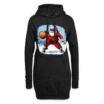 Basketballer Christmas - Hoodie-Kleid - Schwarz - Vorne