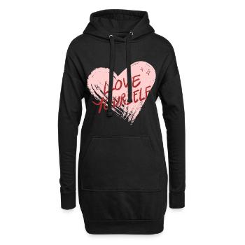 aime toi toi-même - Sweat-shirt à capuche long Femme - noir - Devant