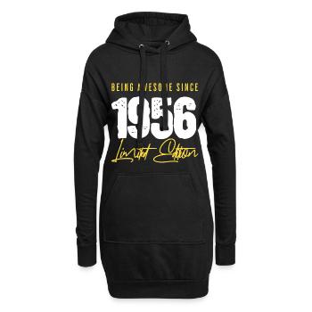 70 ans depuis 1956 - Sweat-shirt à capuche long Femme - noir - Devant