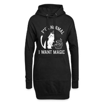 Merde normal Je veux un chat magique coquin drôle - Sweat-shirt à capuche long Femme - noir - Devant
