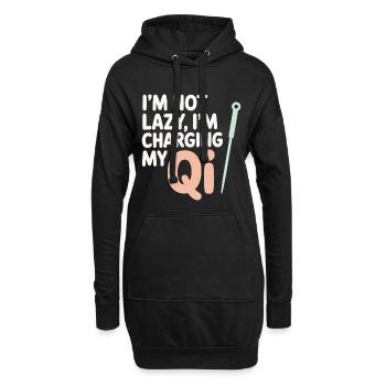 Je ne suis pas paresseux, je recharge mon acupuncteur Qi - Sweat-shirt à capuche long Femme - noir - Devant
