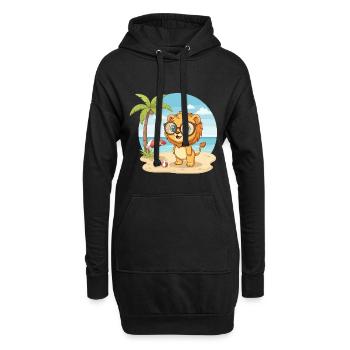 Lion mignon avec des lunettes vacances d’été à plage - Sweat-shirt à capuche long Femme - noir - Devant