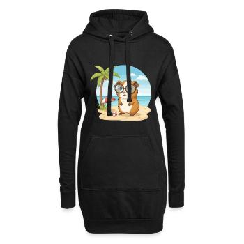 Süßes Meerschweinchen mit Brille Strandsommerurlaub - Hoodie-Kleid - Schwarz - Vorne
