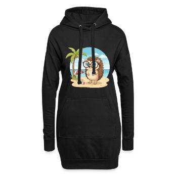 Chouchouette Dragonneau avec des lunettes vacances d’été sur la plage - Sweat-shirt à capuche long Femme - noir - Devant