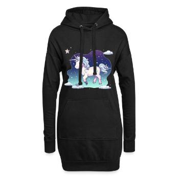 Licorne pastel Ciel étoilé - Sweat-shirt à capuche long Femme - noir - Devant