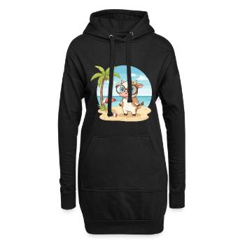 Süße Kuh mit Brille Strandsommerferien - Hoodie-Kleid - Schwarz - Vorne