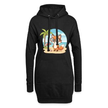 Vacances d’été de Plage du Renard Mignon avec des Lunettes - Sweat-shirt à capuche long Femme - noir - Devant