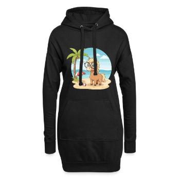 Süßes Pferd mit Brille Strandsommerurlaub - Hoodie-Kleid - Schwarz - Vorne