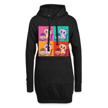 Gâteau pour chat dent sucrée Gâteau Snacking Pâtisserie Sucré - Sweat-shirt à capuche long Femme - noir - Devant