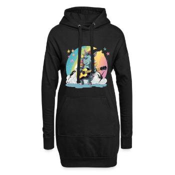 Regenbogen Unicorn Gitarre - Hoodie-Kleid - Schwarz - Vorne