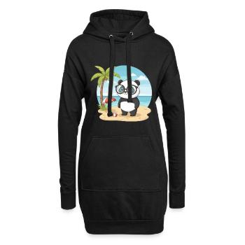 Süßer Panda mit Brille Strand-Sommerurlaub - Hoodie-Kleid - Schwarz - Vorne