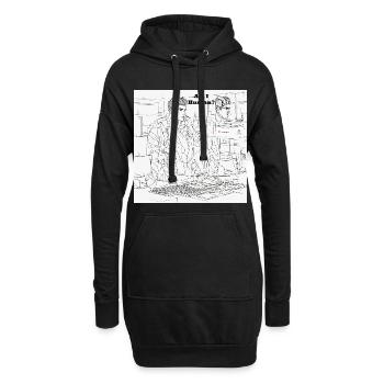 Humain ou robot - Sweat-shirt à capuche long Femme - noir - Devant