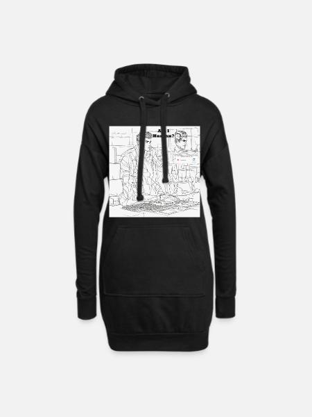 Mensch oder Roboter - Hoodie-Kleid - Schwarz