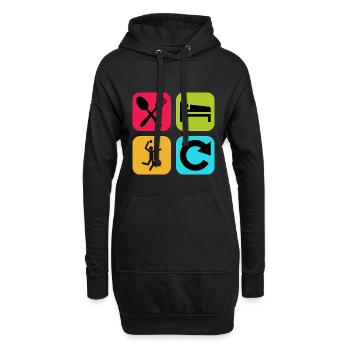 Essen, schlafen, Volleyball wiederholen, lustiges Zitat, Ball - Hoodie-Kleid - Schwarz - Vorne