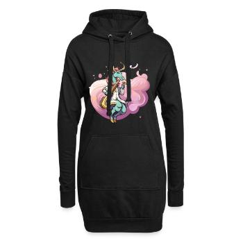 Pastell Unicorn Saxophonist - Hoodie-Kleid - Schwarz - Vorne