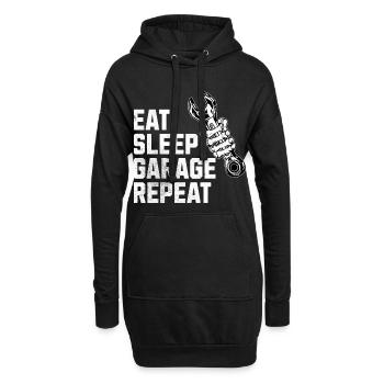 Eat Sleep Garage  - Hoodie-Kleid - Schwarz - Vorne