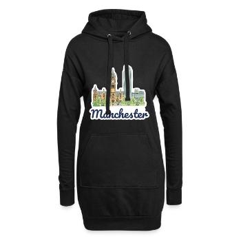 Silhouette de la ville de Manchester Town Hall Beetham Œuvres d’art - Sweat-shirt à capuche long Femme - noir - Devant