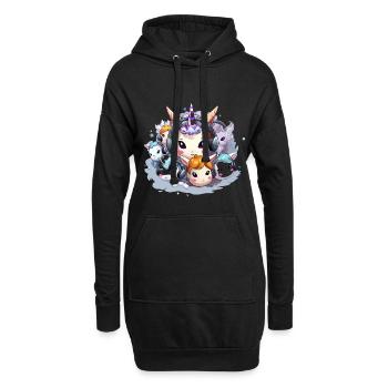 Cercle de DJ Licorne Kawaii - Sweat-shirt à capuche long Femme - noir - Devant