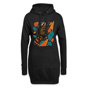 Bouldern Waschbär Klettern Motivation Geschenk - Hoodie-Kleid - Schwarz - Vorne