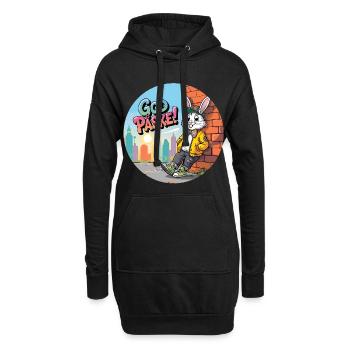 Le lapin de Pâques dans l'art de rue de la ville - Sweat-shirt à capuche long Femme - noir - Devant