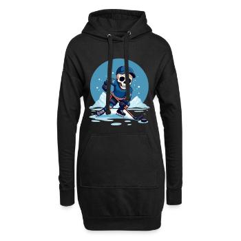 Skelett Eishockeyspieler Nummer 99 Wintersport - Hoodie-Kleid - Schwarz - Vorne