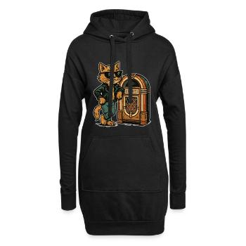 Rockabilly Jukebox Cool Cat Cadeau rétro des années 50 - Sweat-shirt à capuche long Femme - noir - Devant