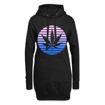Cannabis Hanfblatt Retro Sunset Vintage Stil - Hoodie-Kleid - Schwarz - Vorne