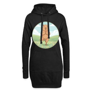 Zen Capybara Yoga Pose Achtsamkeitskunst - Hoodie-Kleid - Schwarz - Vorne