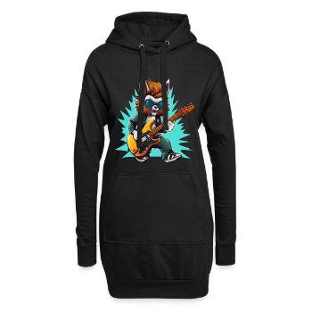 Gitarrowl Rockwolf mit Sonnenbrille - Hoodie-Kleid - Schwarz - Vorne