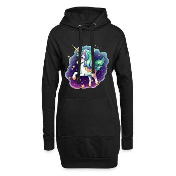 Licorne étoile dans une brume colorée - Sweat-shirt à capuche long Femme - noir - Devant