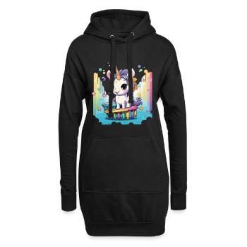 Pastel uni sur diapositive arc-en-ciel - Sweat-shirt à capuche long Femme - noir - Devant