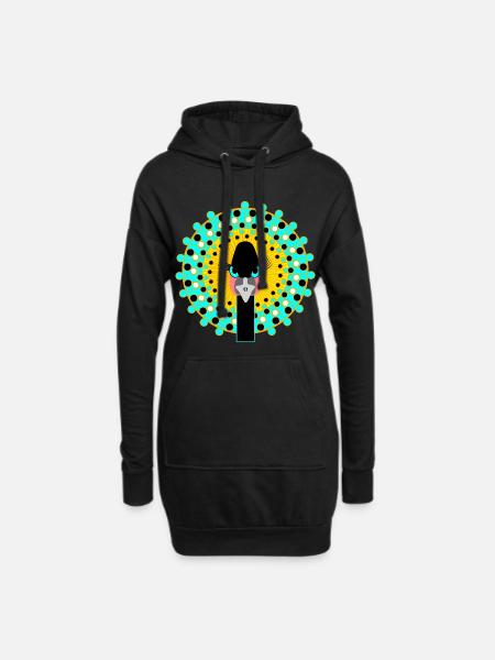 Vogel-Mädchen-Power - Hoodie-Kleid - Schwarz