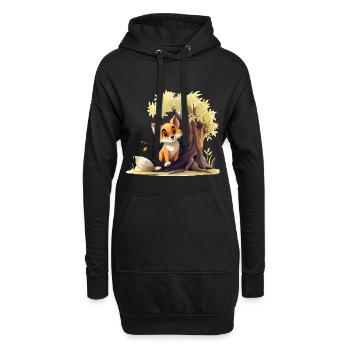 Waldfuchs am goldenen Baum - Hoodie-Kleid - Schwarz - Vorne