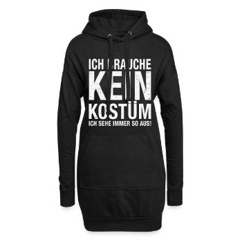 Karneval Fasching Fasnet Kostüm - Hoodie-Kleid - Schwarz - Vorne