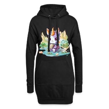 Lapin licorne errant avec carte - Sweat-shirt à capuche long Femme - noir - Devant