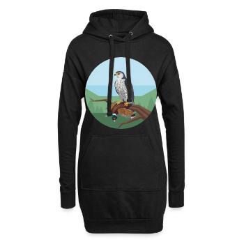 Habicht mit Fasan - Hoodie-Kleid - Schwarz - Vorne