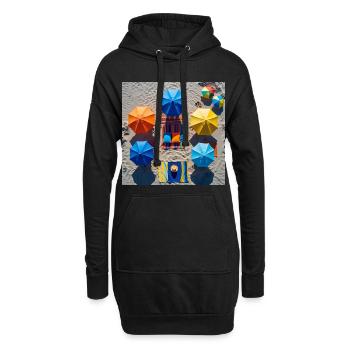 Retraite colorée sur la plage - Sweat-shirt à capuche long Femme - noir - Devant