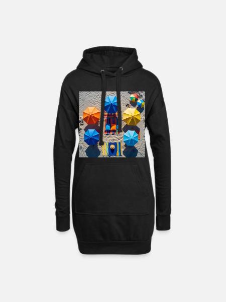 Bunter Rückzugsort am Strand - Hoodie-Kleid - Schwarz