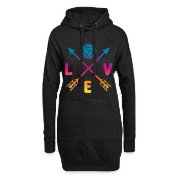 L’amour du volley-ball - Sweat-shirt à capuche long Femme - noir - Devant