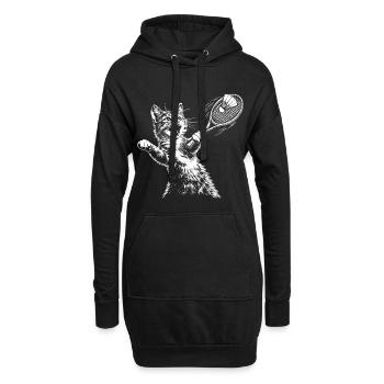 Drôle de volant de badminton chat - Sweat-shirt à capuche long Femme - noir - Devant