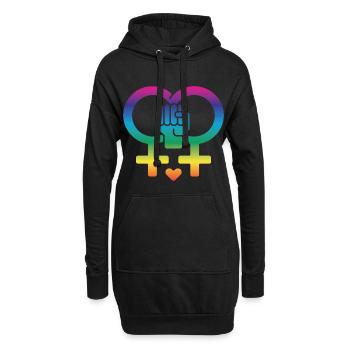 Frauenrechte Frauenpower - Hoodie-Kleid - Schwarz - Vorne