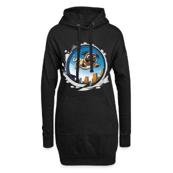 Pug Sprinter im Stadtlauf - Hoodie-Kleid - Schwarz - Vorne