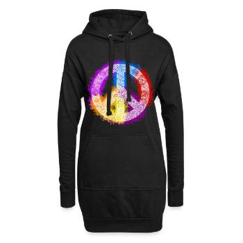 Signe de la paix de Zentangle - Sweat-shirt à capuche long Femme - noir - Devant